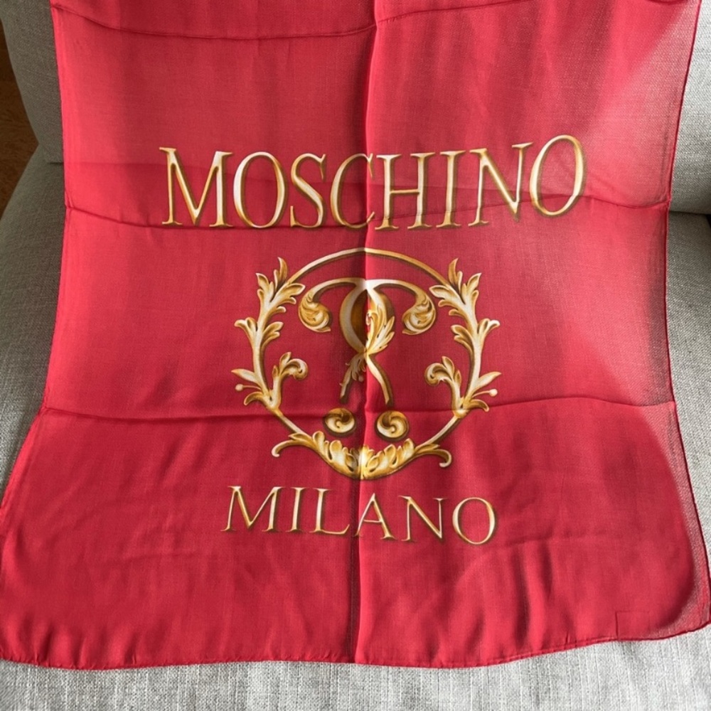NWT Moschino Red Silk Hand Stitched Scarlet Scarf